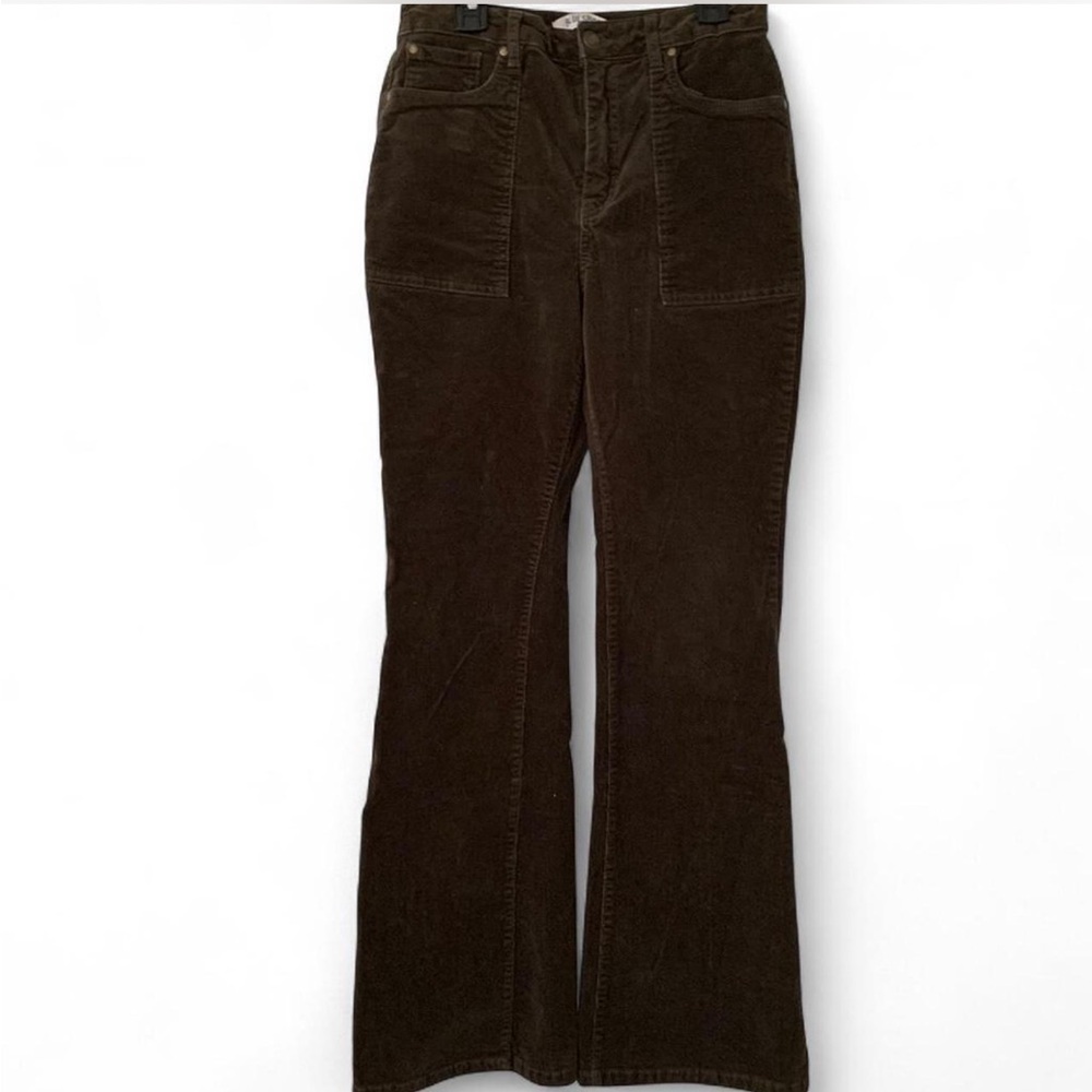 Eclectic Grandpa Blue Spice Dark Brown/moss green Corduroy Flare Pants size 9